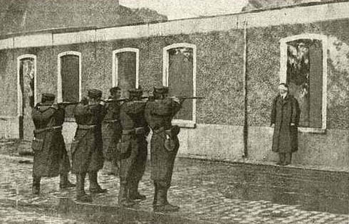 old newspaper photo of a firing squad